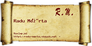 Radu Márta névjegykártya
