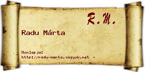 Radu Márta névjegykártya